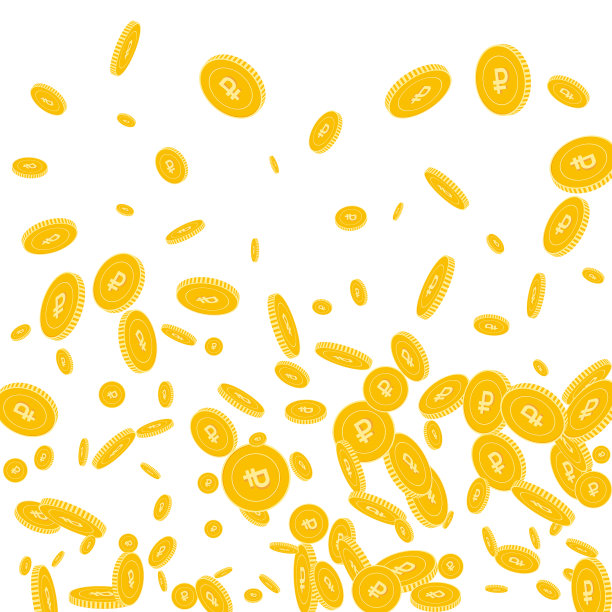 俄罗斯卢布硬币散落乱落图片下载