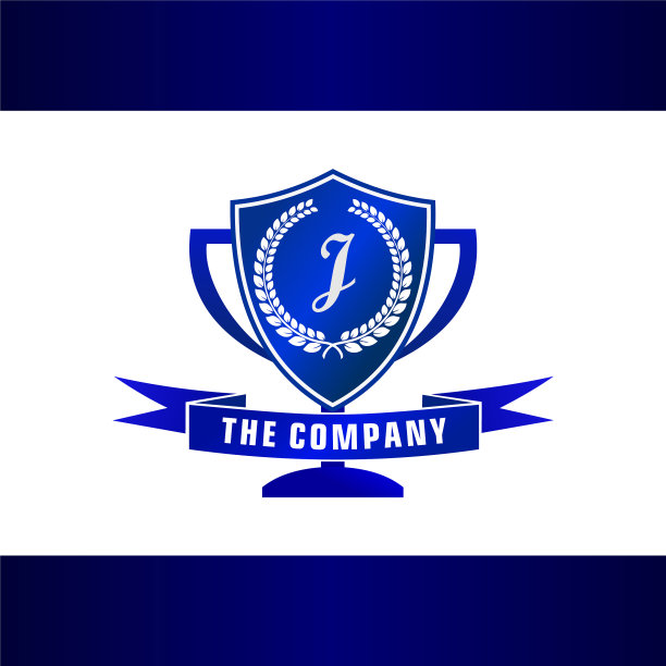 字母j奖杯徽章盾标志概念图片下载