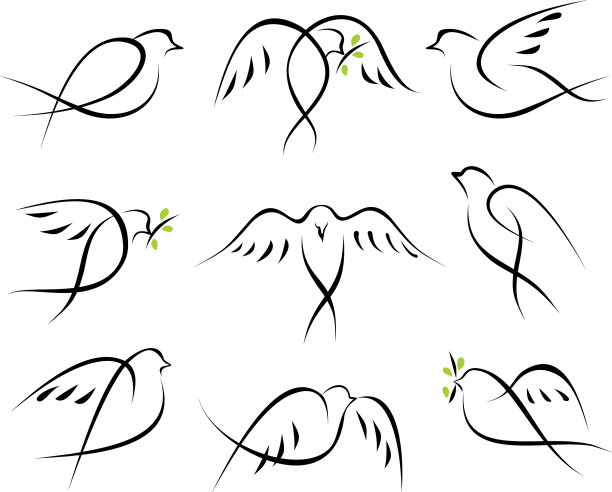 和平鸽图标套装图片下载