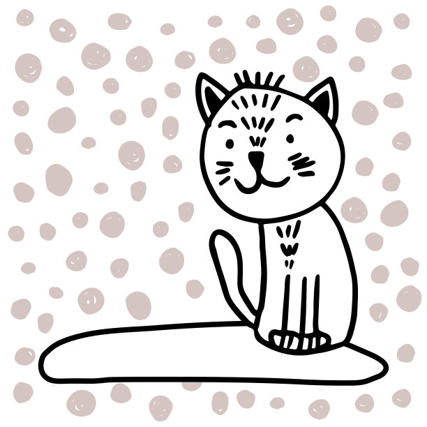 矢量可爱的猫在时尚的斯堪的纳维亚风格。有趣，可爱，拥抱，手绘的海报，横幅，印刷，装饰儿童游戏室或贺卡插图。图片下载