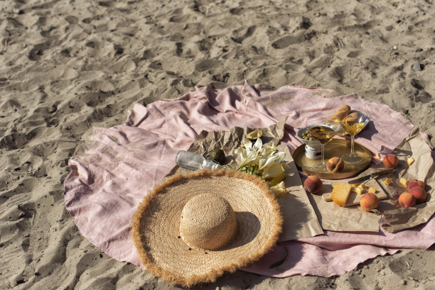 在城市海滩上的夏季野餐图片下载
