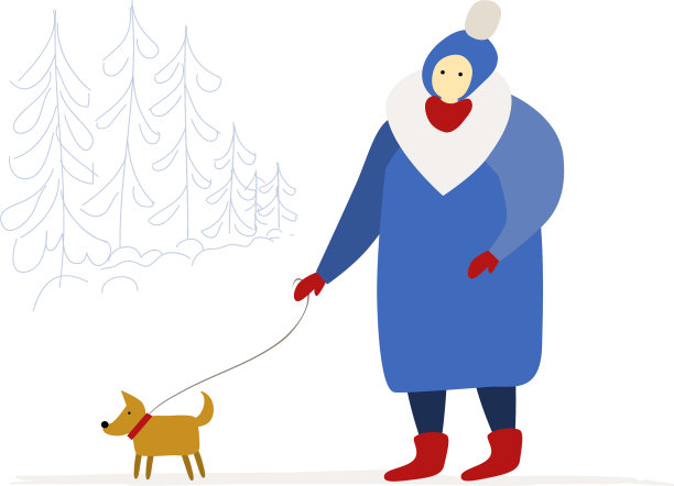 老妇人在森林里遛狗图片下载