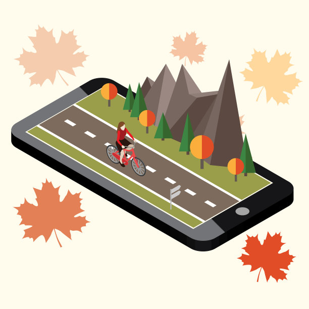 等距乡村秋路移动geo图片下载