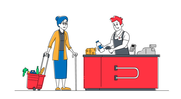 年长女性顾客性格与商品在一起图片下载