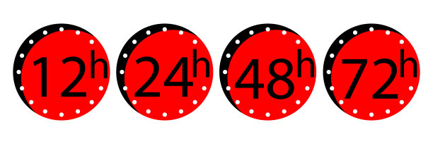 12、24、48和72小时时钟图标扁平化风格图片下载