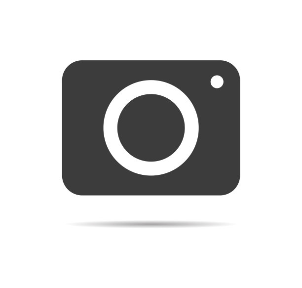 相机阴影图标平面风格孤立在白色图片下载