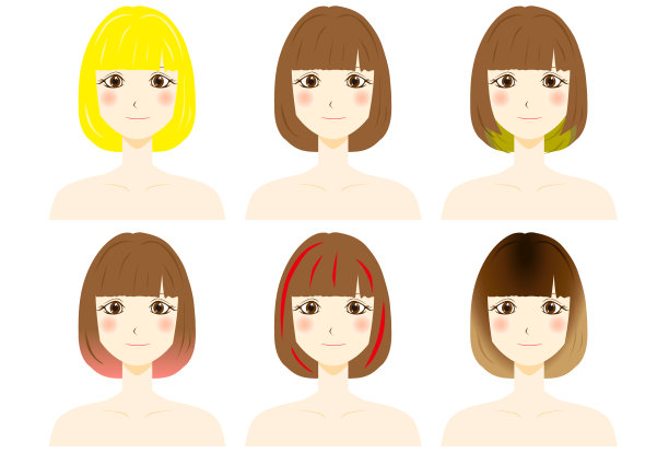 一套漂亮女人的头发颜色类型。图片下载