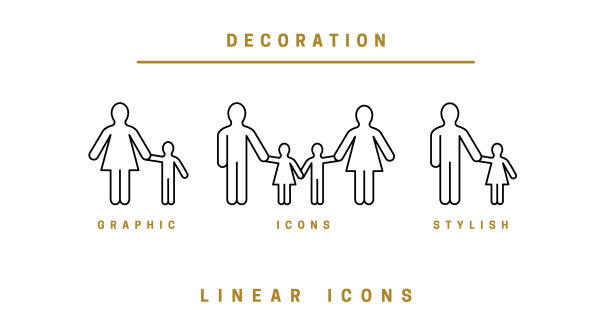 一组图标剪影的人和家庭在白色的背景。矢量图图片下载