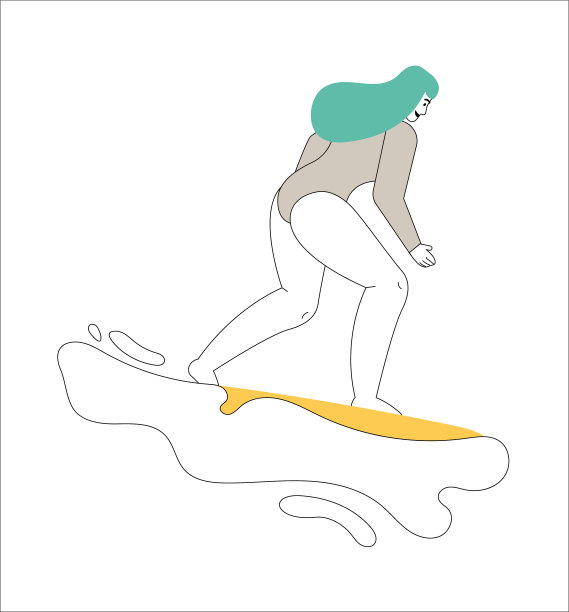 年轻人骑着冲浪板，老式露营车图片下载