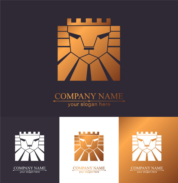 狮子标志狮子头与皇冠图片下载