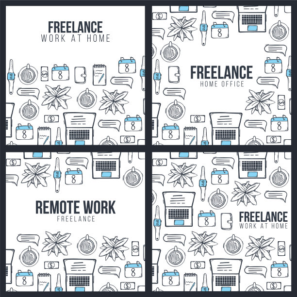 素描自由工作在家远程工作图片下载