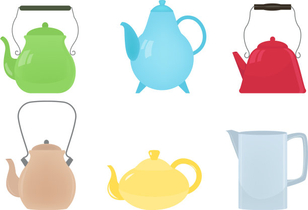五颜六色的茶壶和茶壶图片下载