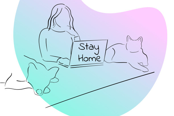 社交距离的概念呆在家里工作图片下载