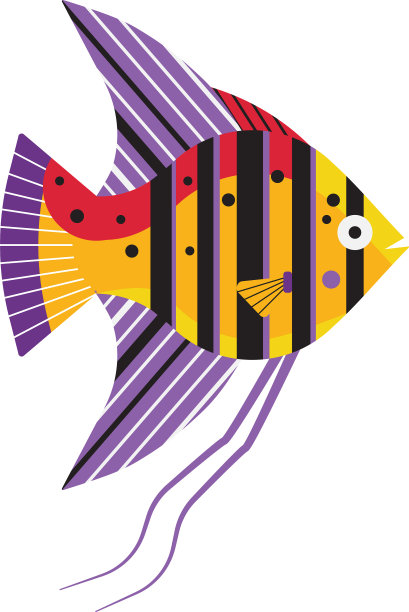 有趣的热带水族鱼图标在平图片下载