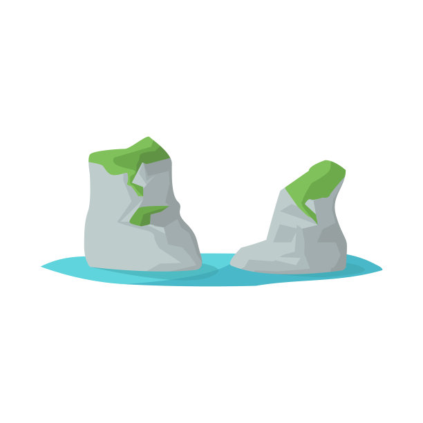 孤立的对象岩石和海湾图标收集图片下载