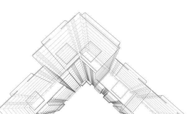 多层建筑的线框模型图片下载