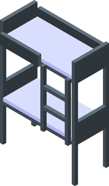 公寓双层床图标等距风格图片下载