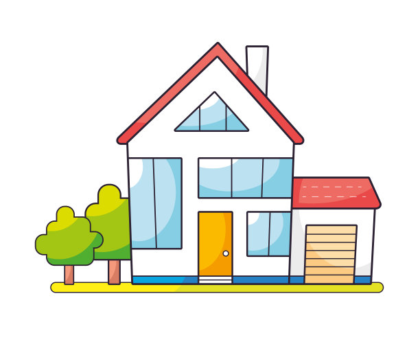 有车库和树的房子图片下载