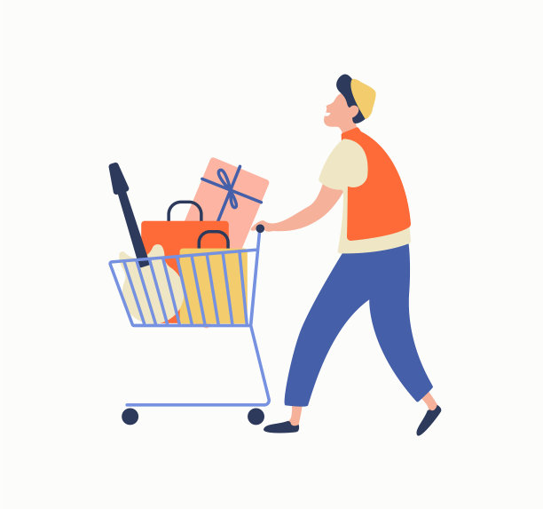 卡通随意的男人扛着一堆货物图片下载