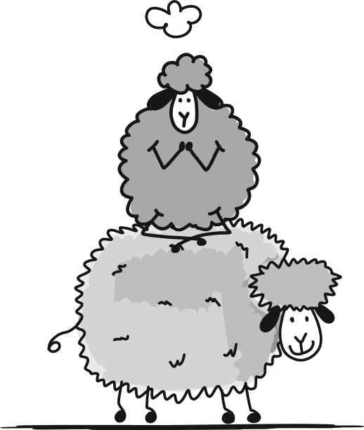 有趣的绵羊草图为你的设计图片下载