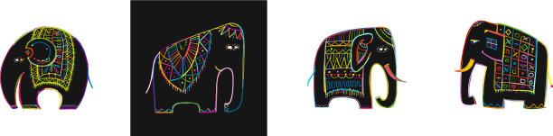 彩色大象草图为您的设计图片下载