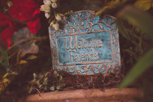 金属欢迎朋友标志图片下载