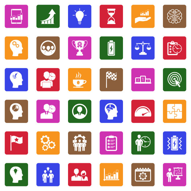 业务生产力图标。方形的白色平面设计。矢量插图。图片下载