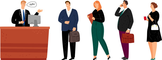 人们在接待处排队图片下载