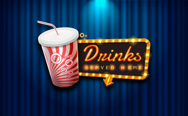 灯光标识饮料的窗帘与聚光灯背景图片下载