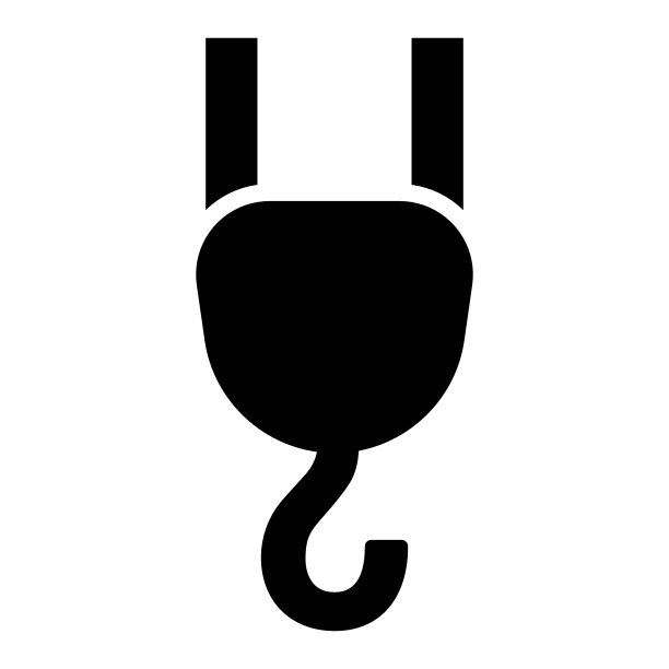 吊车钩或滑轮符号。线条图标设计为工业概念。图片下载