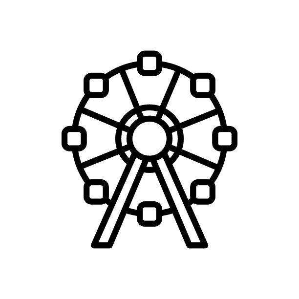 摩天轮图标在时尚的路线风格。娱乐的概念。图片下载