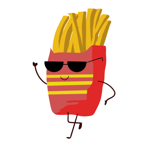 搞笑油炸土豆插图孤立。食品的概念。图片下载