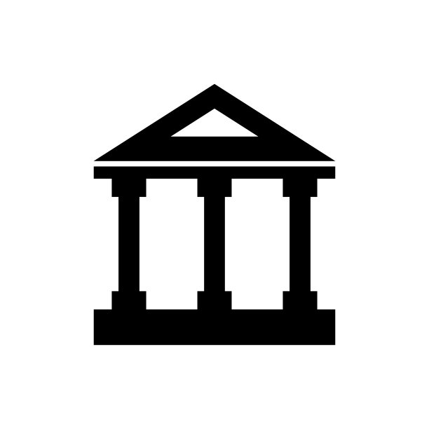 银行建筑图标。法院图标。经典的希腊建筑柱。图片下载