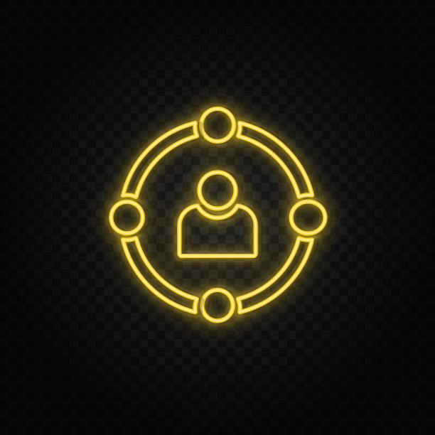 技能，用户，头像黄色霓虹灯图标。透明背景。黄色霓虹矢量图标图片下载