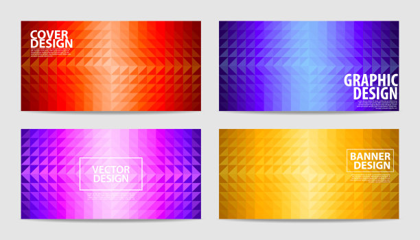 彩色横幅设计几何三角形背景。图片下载