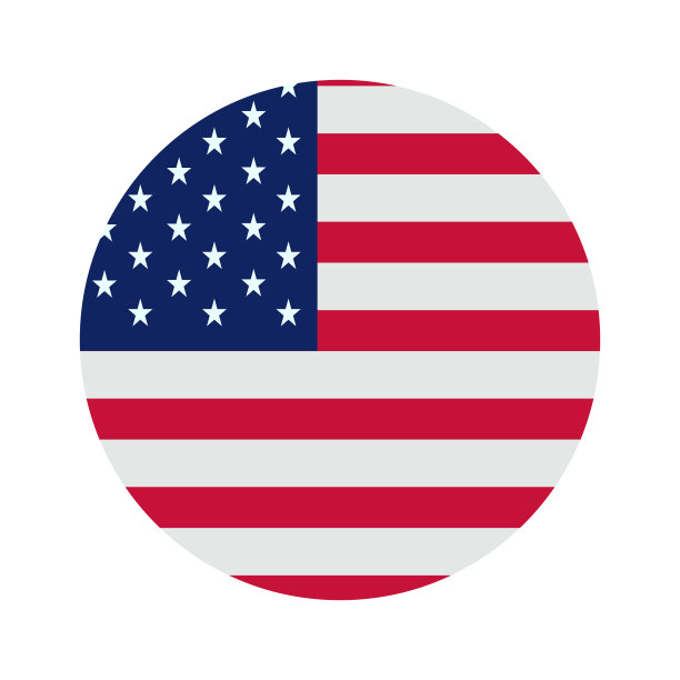 美国-圆形旗帜矢量平面图标股票插图图片下载