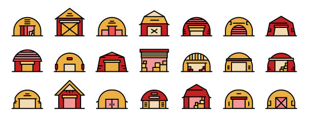 机库图标矢量平坦图片下载