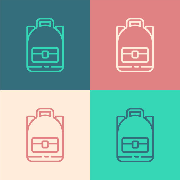 波普艺术系列徒步背包图标孤立上图片下载