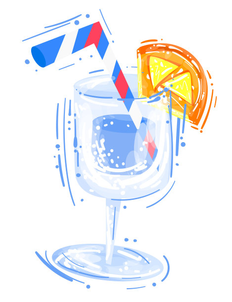 股票矢量插图水杯与橙色水果。素材图片