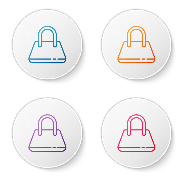 颜色线手袋图标孤立在白色图片下载