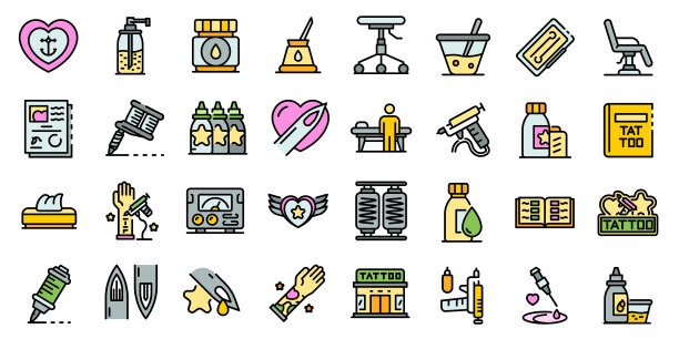 纹身工作室图标矢量图图片下载