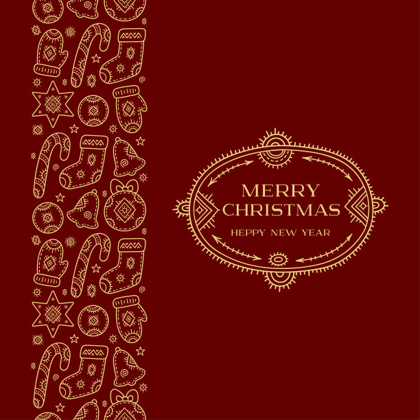 致圣诞和新年的祝福。一组装饰元素-一个雪人，一个礼物，一个蝴蝶结，一个铃铛，一棵圣诞树，一个礼品袋，一个图章和一个糖果。图片下载