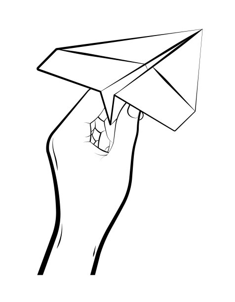 空姐的手上整齐地拿着一架纸飞机。通过邮件发送信息。空运旅客和货物。国际民用航空日。白色背景上的矢量图片下载