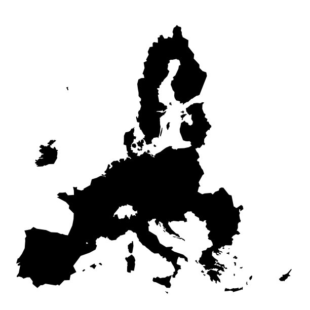 白色背景上孤立的欧盟黑色轮廓地图。2020年英国脱欧后的欧盟地图。矢量图图片下载