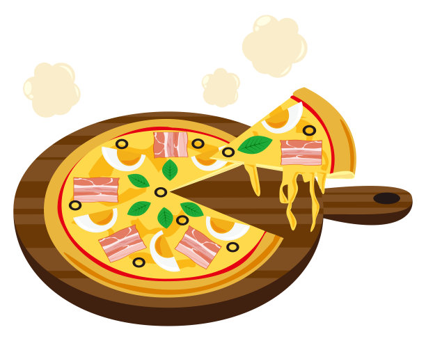 比萨的矢量插图。奶酪。培根蛋披萨图片下载