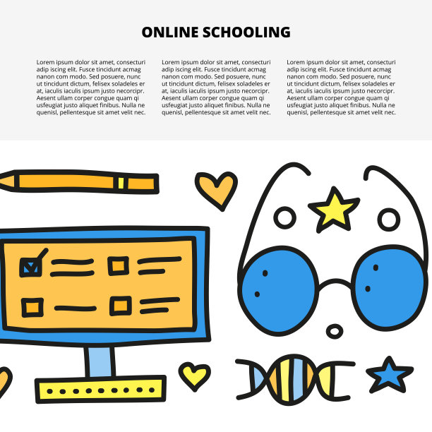 文章模板与涂鸦彩色教育图标。图片下载