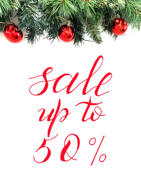 圣诞和新年销售，礼品券，折扣券与题词-销售高达50%图片下载
