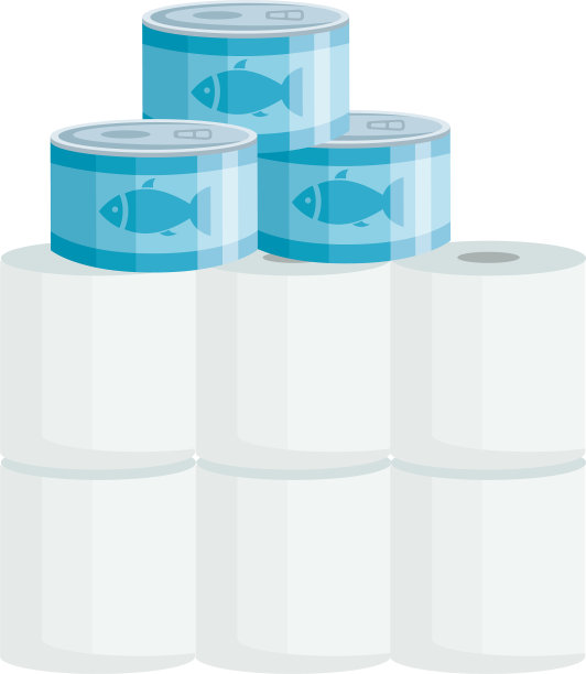 装金枪鱼罐头和卫生纸图片下载