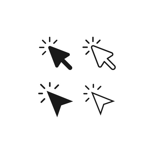 光标指针图标向量。光标箭头图标在一个时髦的平面设计图片下载