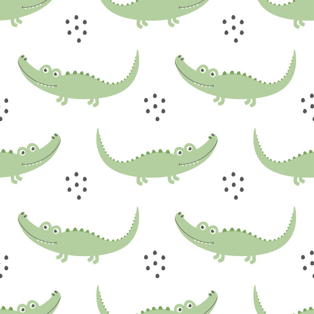 无缝鳄鱼图案孤立在白色背景图片下载